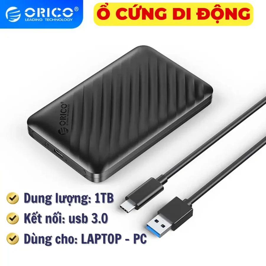 Ổ Cứng Di Động Dung Lượng 1TB Kết Nối Type-C To USB 3.1 ORICO
